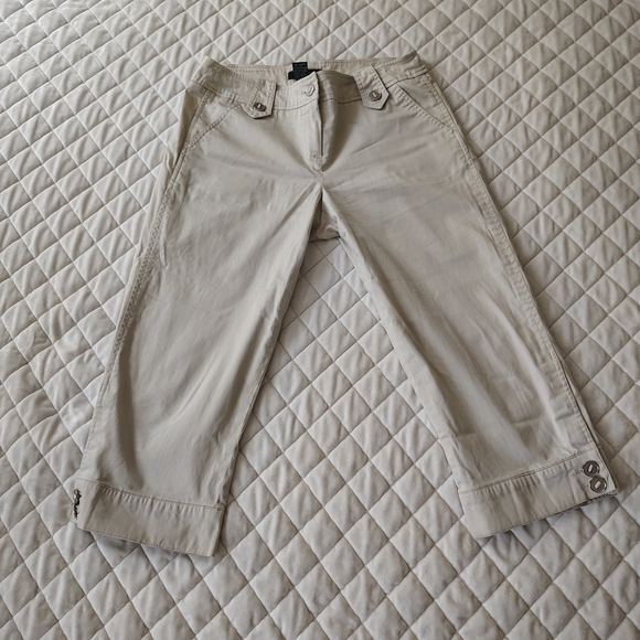 Sandro Cream Capris Lightweight Cotton Blend - Picture 1 of 7